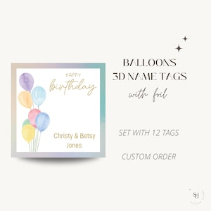 Geschenkanhänger für Kinder, Geschenkanhänger mit Folie, 3D Geschenkanhänger, Geschenkanhänger mit Folie, Luftballons Geschenkanhänger, Geschenkanhänger mit Aufdruck, Geschenkanhänger mit Beschriftung, Geschenkanhänger mit Namen
