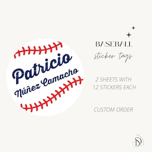 Geburtstags-Aufkleber Personalisierter Namensaufkleber Benutzerdefinierter Baseball-Namensaufkleber Baseball-Aufkleber Glänzender Vinylaufkleber-Set mit 24 Aufklebern