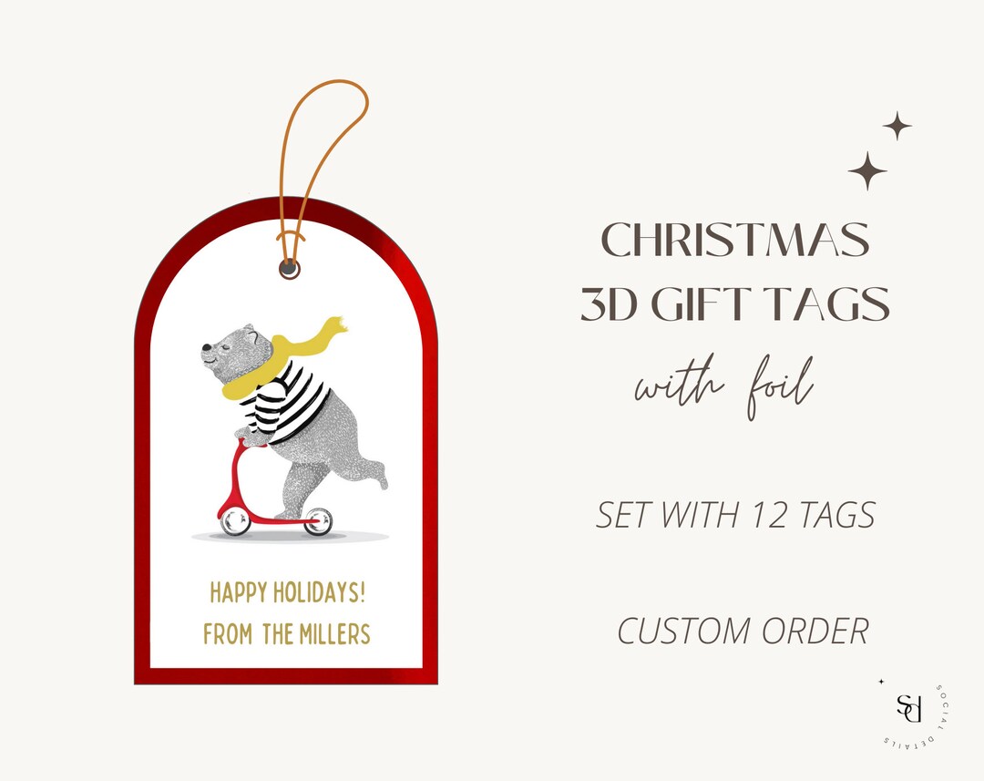 Christmas Gift Tags Personalized Gift Tags 3D Gift Tag Set - Etsy
