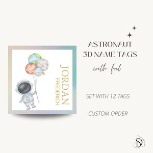 Etiquetas de presente 3D personalizadas, etiquetas de presente personalizadas para crianças, etiquetas de aniversário, etiquetas para presentes, astronauta, artigos de papelaria para crianças, cartões de cerco