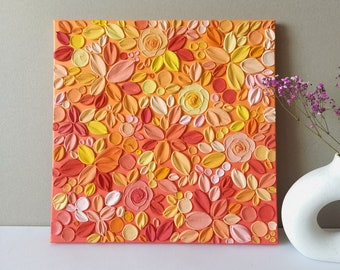 Textured Painting. Texture Floral Art. Textured Flower Painting. Wall Art. Wall Decor. Petal Painting. Floral Painting.