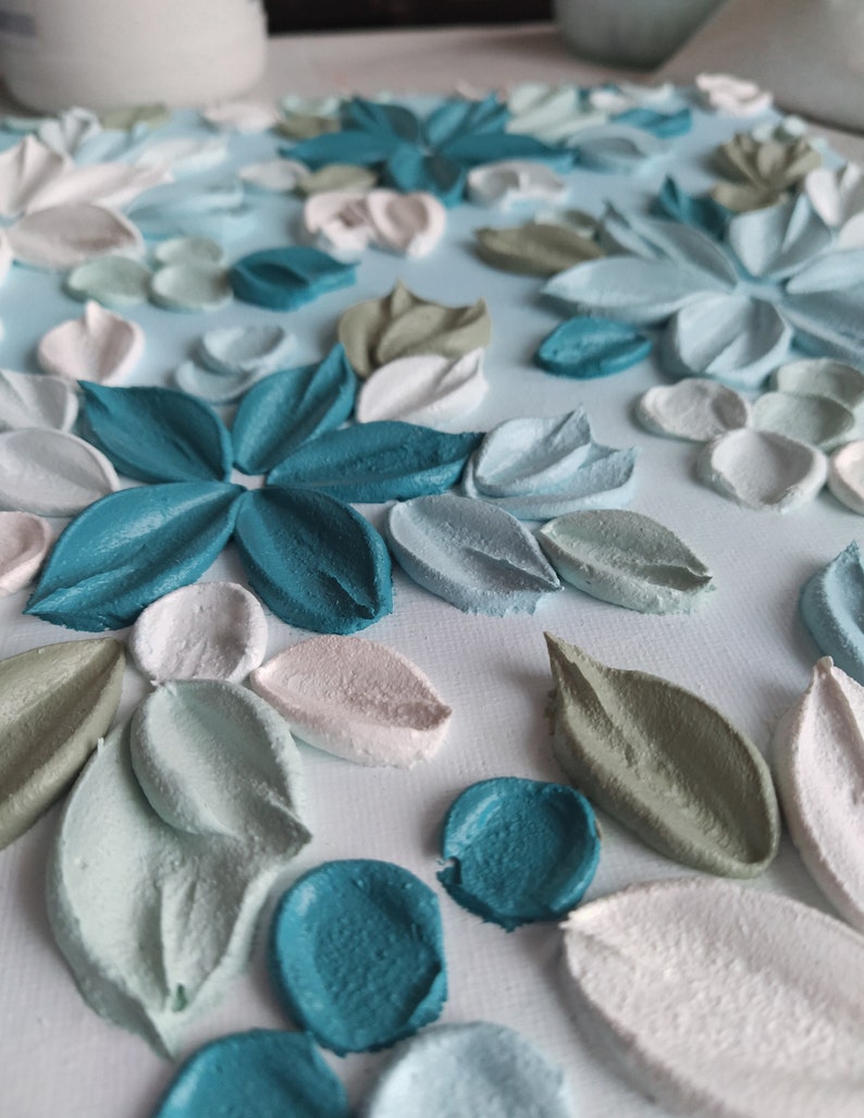 Textured Floral Art Painting. Wall Decor.