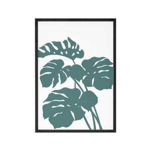 Monstera Leaf Wall Art Print, Green  Minimalist Botanical Decor