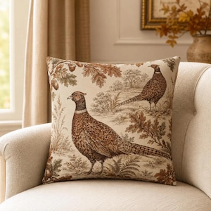 Pheasant Toile Pillow Cover