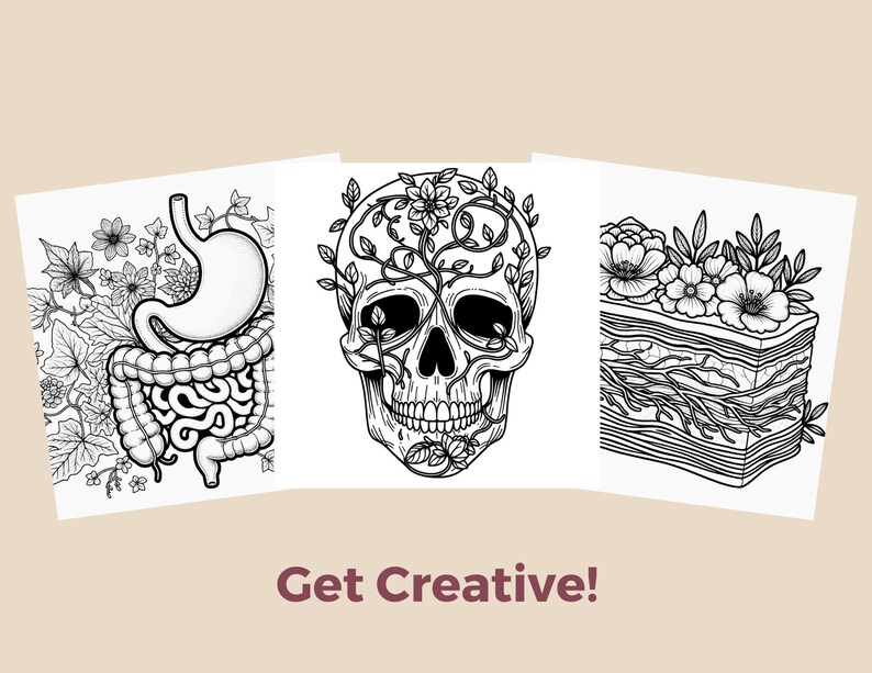 Botanical Human Anatomy Coloring Pages-10 Pages - Etsy