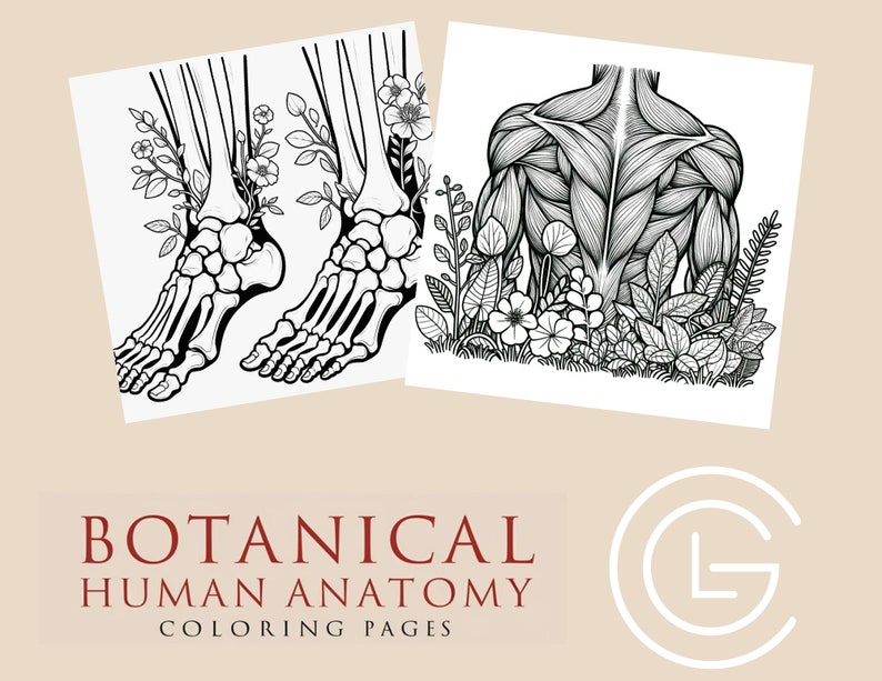 Botanical Human Anatomy Coloring Pages-10 Pages - Etsy