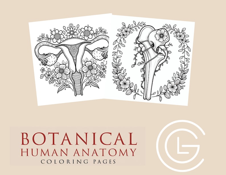 Botanical Human Anatomy Coloring Pages-10 Pages - Etsy