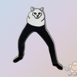 Pants Meme Cat Pin with Enamel Anthropomorphic Pin, Cute Novelty Backpack Accessories, Funny Gift for Women and Girls, Handmade