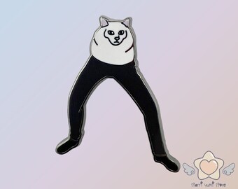 Pants Meme Cat Pin with Enamel Anthropomorphic Pin, Cute Novelty Backpack Accessories, Funny Gift for Women and Girls, Handmade