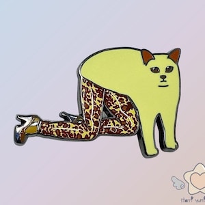 Sexy Meme Cat Pin with Enamel Anthropomorphic Pin, Cute Novelty Backpack Accessories, Funny Gift for Women and Girls, Handmade