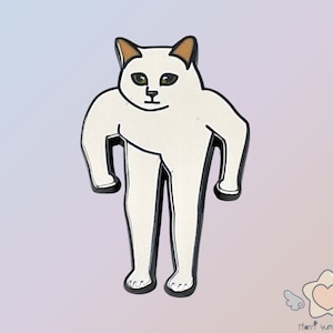 Man Meme Cat Pin with Enamel Anthropomorphic Pin, Cute Novelty Backpack Accessories, Funny Gift for Women and Girls, Handmade