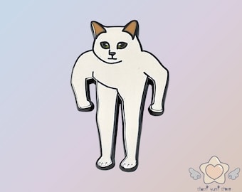 Man Meme Cat Pin with Enamel Anthropomorphic Pin, Cute Novelty Backpack Accessories, Funny Gift for Women and Girls, Handmade