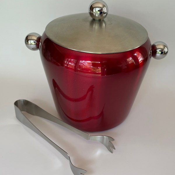 Vintage Mid Century Modern Cherry Red Ice Bucket