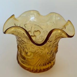 Vintage Fenton for LG Wright Amber Glass Cherry and Wreath Sugar Bowl
