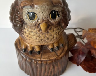 Vintage Ceramic Owl Planter, Cute Fall Decor