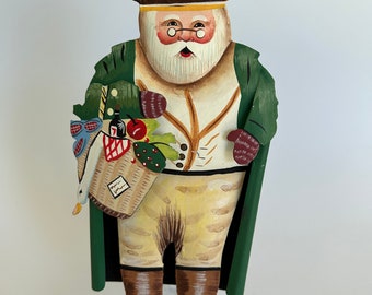 Vintage Department 56 Metal Santa With Basket of Food