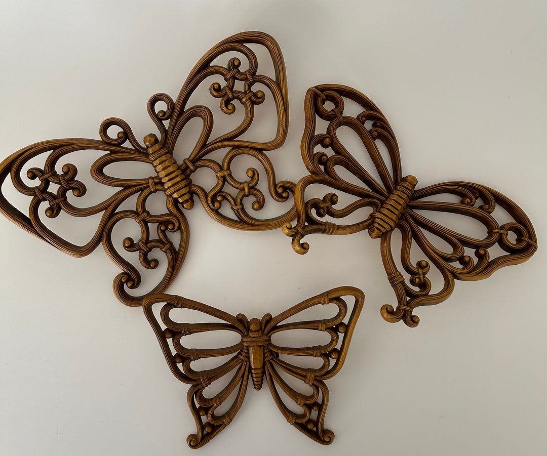 Mid Century Modern Butterfly Wall Art Set of Three Syroco Butterflies Etsy