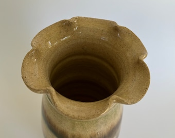 Ruffle Top Studio Pottery Vase