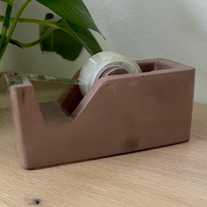 Tape dispenser | Adhesive tape dispenser | Concrete | Tabletop dispenser | Office supplies | Nordic | Various colors | Danish pastel | "Halmø" Pastellbraun