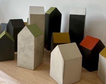 Concrete houses - also with personalized table numbers - handmade Hygge decor in Scandinavian style