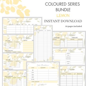 Cash Envelope System Printables | Colour Series | LEMON | budgeting | cash breakdown | trackers
