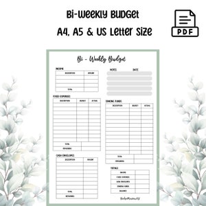 Bi weekly/Fortnightly budget Planner | Tracker | PDF digital download | Cash envelope system | minimalist