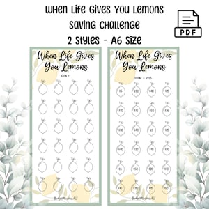 Savings Challenge | When life gives you lemons | cash envelope size | printable