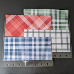 Sobres para efectivo laminados A6 a cuadros, dorso transparente, juego de 4