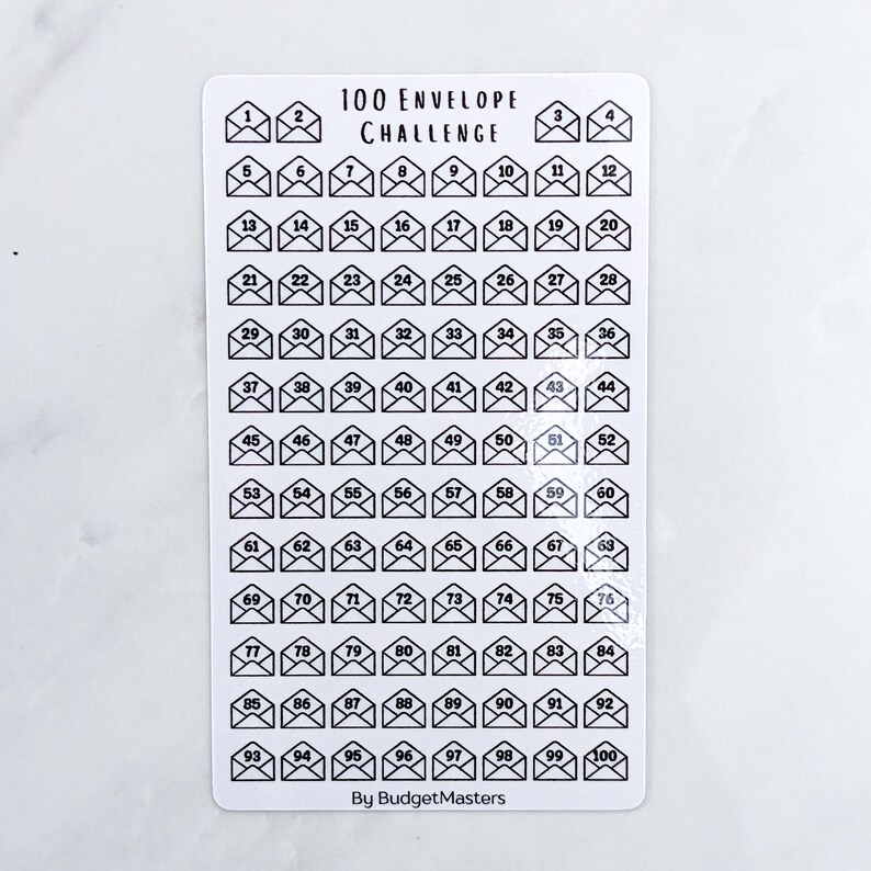 100 Envelope Challenge Tracker, Cash Stuffing Money Savings Physical ...