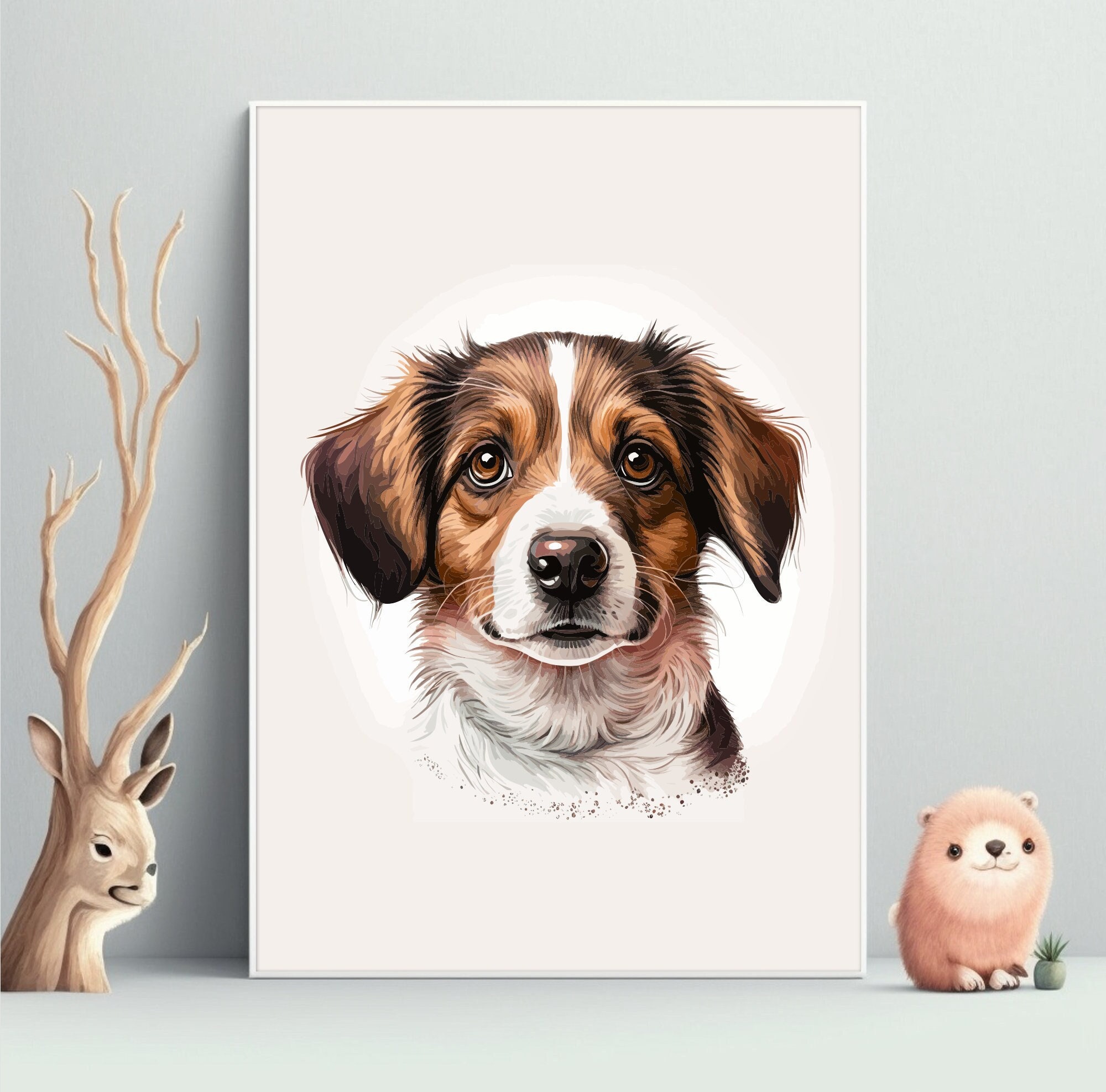 Printable Dog Face Illustration, Cute Vector Art, Digital Download