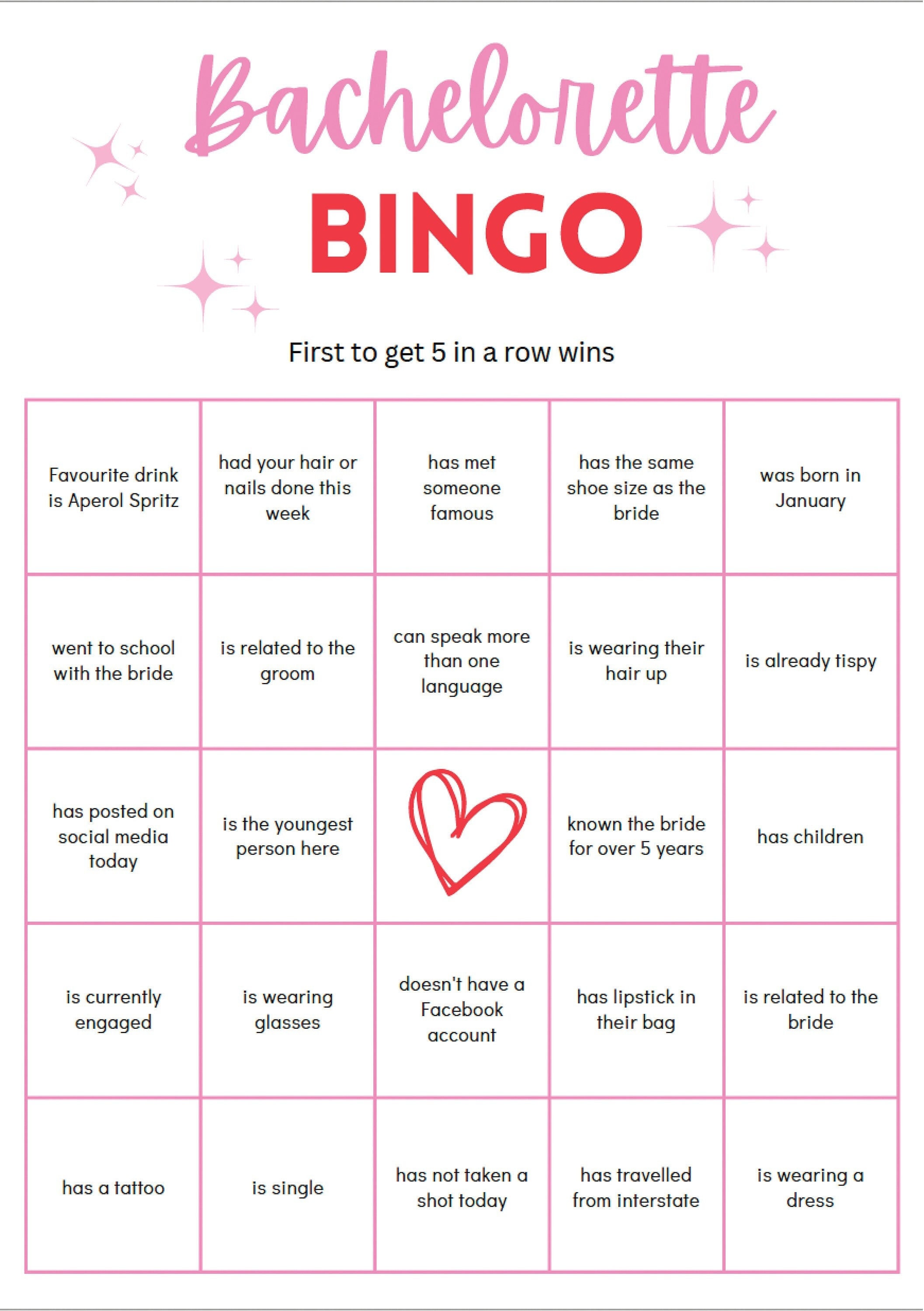 Bachelorette Bingo Downloadable Easy Print At Home Etsy Bachelorette Bingo Downloadable Easy Print At Home Etsy