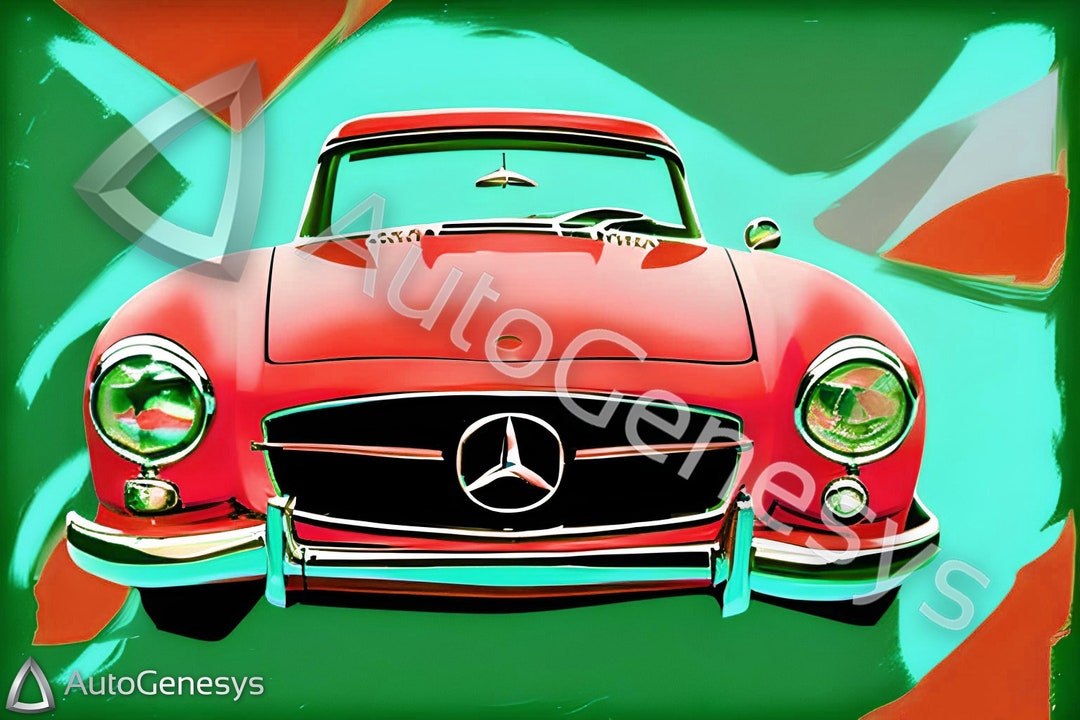Mercedes Gullwing 300SL Digital Art, Car Poster, Garage Art