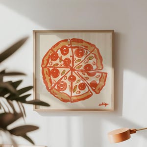 Pizza Kitchen Wall Art, Funny Kitchen Decor, Square Art Print, Modern Kitchen Print, Retro Pizza Poster, Pizza Club, Funky Framed Print