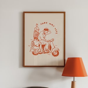Retro Couple Motorbike Art Print, Funny Anniversary Gift