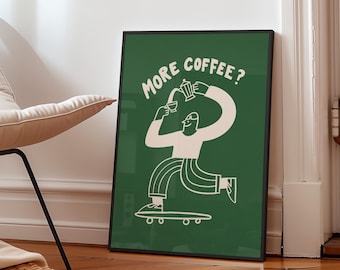 Retro Coffee Print, Trendy Kitchen Wall Art, Cafe Decor, Coffee Club Poster, Vintage Coffee Poster, Espresso Print, Coffee Lover Gift