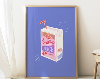 Impresión artística de caja de jugo creativa, decoración motivacional para la oficina