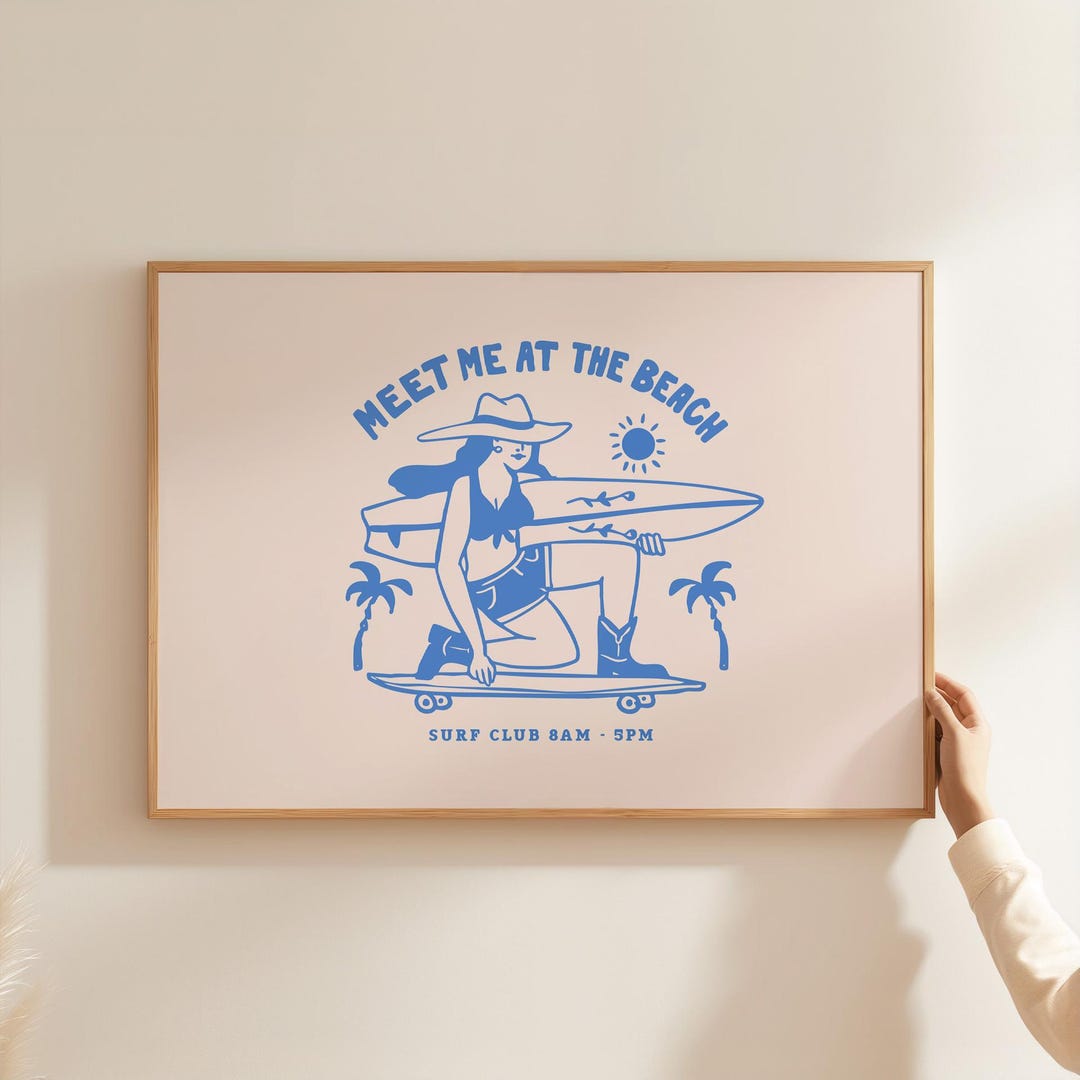 Coastal Cowgirl Art, Beach House Print, Surf Room Decor, Western Beach ...