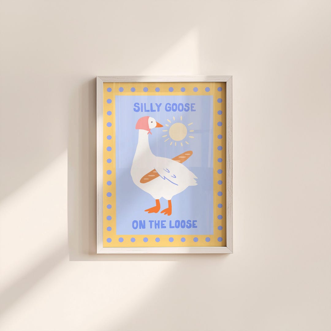 Silly Goose Wall Art, Funny Animal Nursery Print, Children Room Decor ...