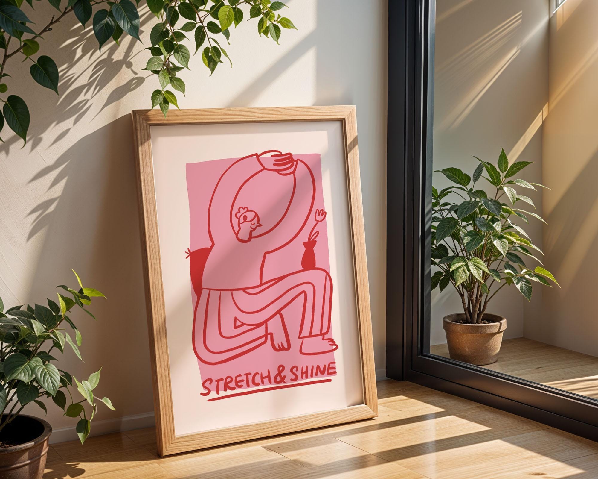Stretch Poster, Bedroom Wall Art, Living Room Decor, Yoga Poster, Self ...