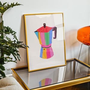 Kaffeekanne Wand Kunstdruck, Regenbogen Küche Dekor, Kaffee Bar Schild, Bunt Cafe Druck, Kaffee Liebhaber Geschenk, Mehr Kaffee Druck, Kaffeeklub