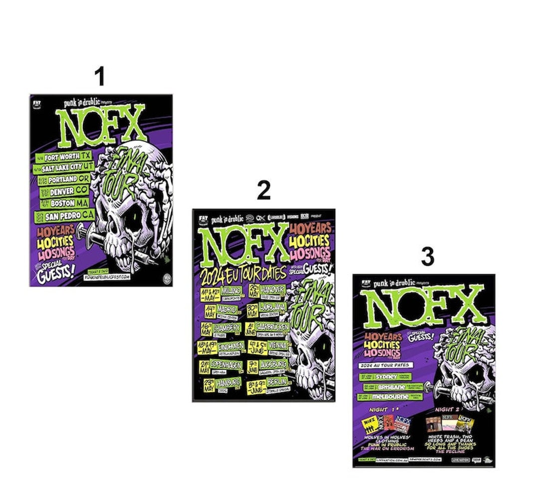 Affiche personnalisée FINAL NOFX Tour 2024, Fans cadeaux, Affiche Tour