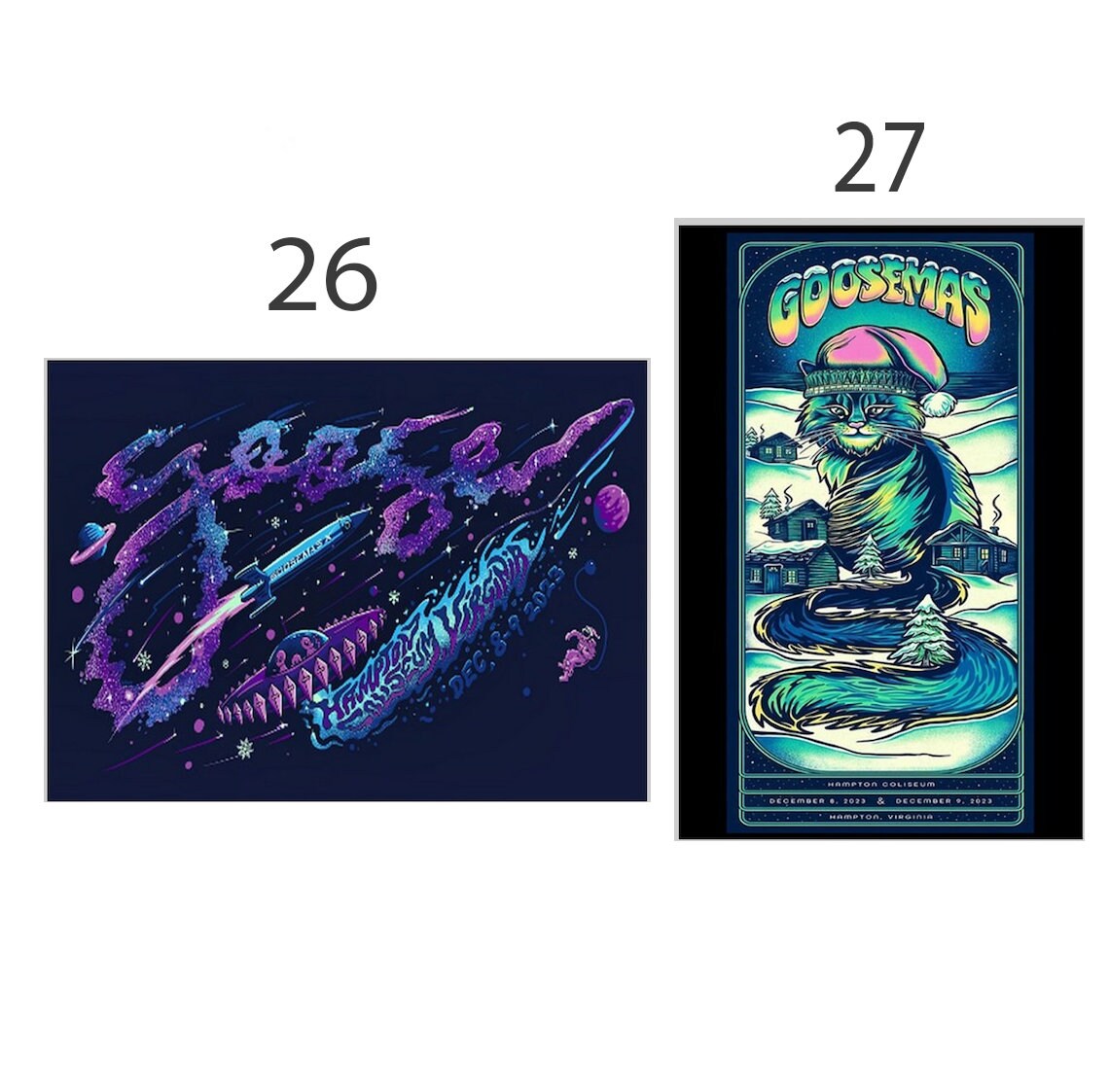 Custom Goose, Goosemas Hampton Coliseum, VA Dec 89 2023 Poster, Music