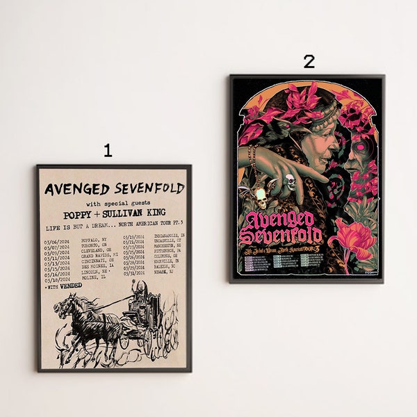 Custom Avenged Sevenfold North American Tour 2024 Poster, Gift Fans, Avenged Sevenfold Poster, 2024 Poster, Tour 2024 Poster