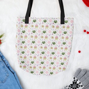 Bolso de mano floral rosa, bolso de hombro de regalo de mamá de planta, bolso de lona de dama de flores, favores de fiesta de boda, decoración amante de las flores, bolso grande para maestro