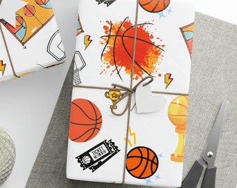 Basketball Wrapping Paper, Basketball Party Gift Wrap, Gift for Athlete, Sports Fan Gift, Kids Birthday Gift Wrap,  Sports Wrapping Paper