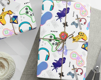 Gaming Gift Wrap, Gamer Wrapping Paper, Video Game Gift Wrap, Gift for Boy or Girl, Anime Gift Wrap, Birthday Present, Gaming Sport