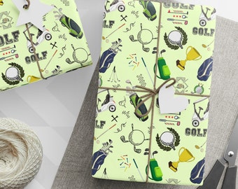 Golf Gift Wrap, Wrapping Paper for Golf Player, Gift for Dad or Boyfriend, Golfing Wrapping Paper Roll, Golf Coach Gift, Sporty Gift Wrap