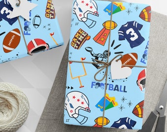 Papel de regalo de fútbol, papel de regalo para jugadores de fútbol, regalo para entrenadores, regalo de fútbol fantasy, noche de los mayores, regalo de equipo, regalo para papá, fútbol americano