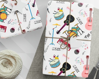 Music Wrapping Paper, Musician Gift Wrap, Music Fan Gift, Musical Instrument Paper, Gift for Band Member, Guitar Wrapping Paper