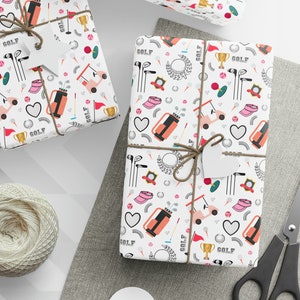 Golf Geschenkverpackung, Geschenkpapier für Golfspieler, Geschenk für Mama oder Freundin, Geschenkrolle rosa, Geschenk für Golfspieler, sportliche Geschenkverpackung